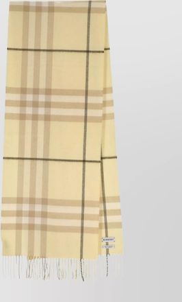 Burberry check pattern fringed edges soft texture scarf