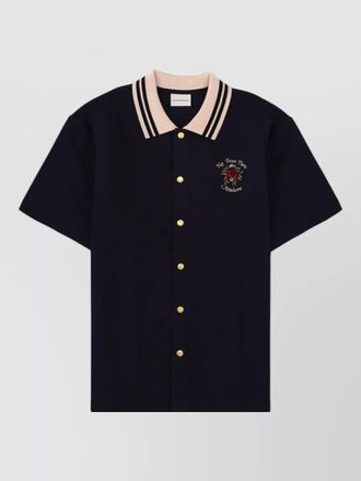 Dr&ocirc;le de Monsieur slogan rose shirt relaxed cut stripes