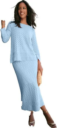 Roaman's Soft Pointelle Sweater in Soft Blue at Nordstrom, Size 20