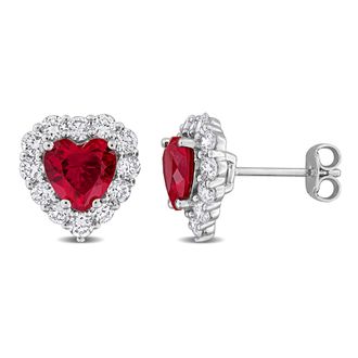 Mimi & Max Created Forever Created Gemstone and Lab-Grown Diamond Earrings Sterling Silver