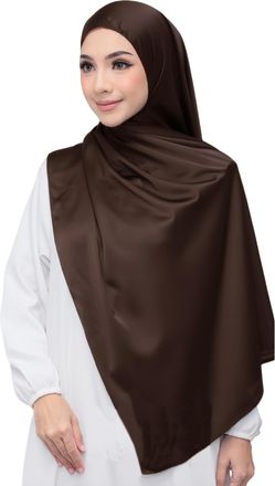 Lina & Lily Luxury Satin Hijab Head Scarf Shawl Wrap for Muslim Women Extra Long (Chocolate Brown)