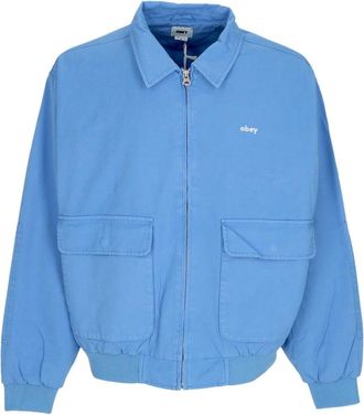 Obey Blauwe Bomberjack met Ritssluiting - Heren - Bomber jackets - Blauw - M - Katoen - Jassen