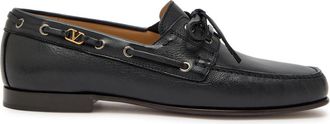 Valentino Garavani Palm Avenue Grained Leather Loafers - Black - 45 (IT45 / UK11)