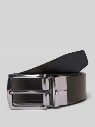 Tommy Hilfiger Lederg&uuml;rtel mit Logo-Pr&auml;gung in Dunkelblau, Gr&ouml;&szlig;e 105