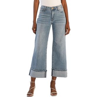 Kut from the Kloth Meg Fab Ab Cuff High Waist Wide Leg Jeans in Charming at Nordstrom Rack, Size 18 (Similar To 14W)