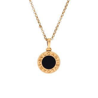 Bulgari Bvlgari Pendant Necklace 18K Yellow Gold with Onyx