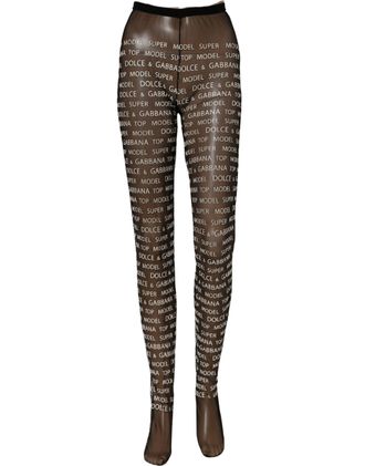 Dolce & Gabbana All-Over Logo-Print Stretch Socks - Black