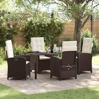 vidaXL Vidaxl - Conjunto De Comedor De Jard&iacute;n 5 Pcs Marr&oacute;n Rat&aacute;n Sint&eacute;tico