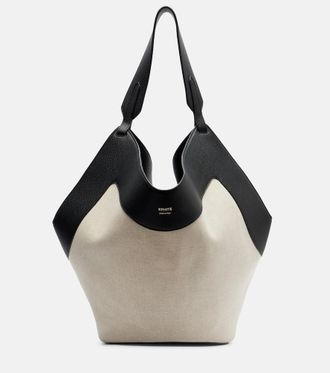 Khaite Lotus Medium leather-trimmed canvas tote bag