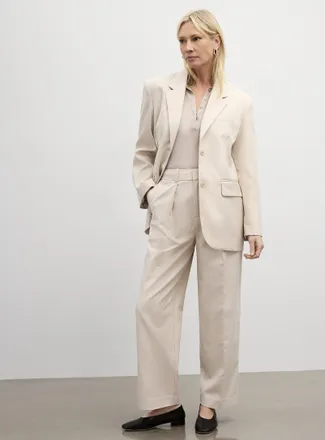 Contemporaine Womens Wool-blend piqu&eacute; pant Fit: Barrel leg, high rise