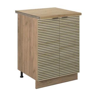 Vicco Armario Bajo De Cocina Fame-line, Panel De Roble, 60 Cm, Et Roble