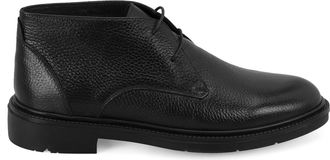 Desa Mens Leather Lace-Up Boots - 2cm Heel, Breathable, Rain-Resistant | Black - 44