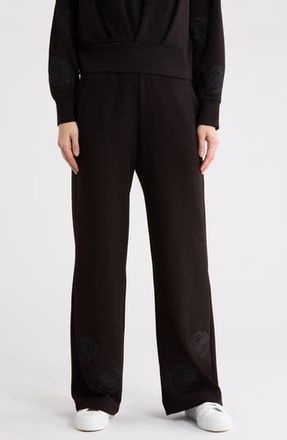 T Tahari Rose Embroidered Scuba Knit Pants in Black at Nordstrom Rack, Size X-Large