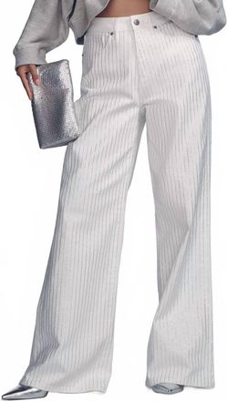 Good American Sparkle-Lined Good Ease Relaxed Jeans In White