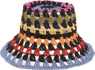 Karl Lagerfeld Kolorful Karl Crochet Bucket Hat in Black at Nordstrom Rack