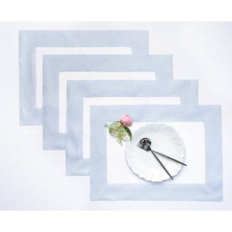 Solino Home Linen Placemats - Contempo, 14 x 19 in Light Blue And White at Nordstrom, Size Medium