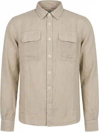 C.P. Company Mens Linen Shirt Dove Grey