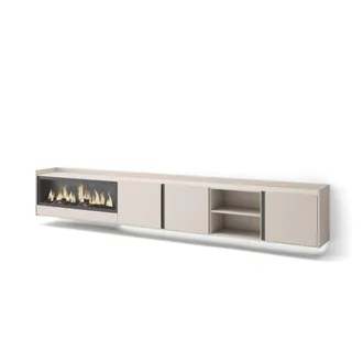 Skraut Home Skraut Home - Mueble Tv, Televisi&oacute;n, Muebles De Sal&oacute;n, Almacenaje, 315x35x50cm, Para Tv Hasta 80, Chimenea El&eacute;ctrica Xxl, Colgado, Suspendido, Led, Es