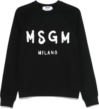 Msgm Felpa con stampa logo - Nero