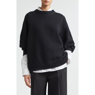 Toteme Oversize Organic Cotton Sweater in Black at Nordstrom, Size Medium