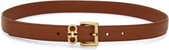 Ferragamo Brown Double Gancini Square Buckle Belt