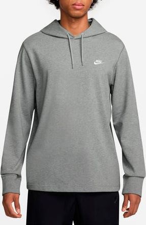 Nike Club Cotton Brushed Fleece Hoodie in Dark Grey Heather/Light Grey at Nordstrom Rack, Size X-Large