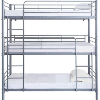 Habitat et Jardin Letto a castello triplo in metallo HAVIN - 90 x 190 cm - Grigio