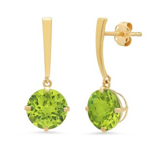 MAX + STONE 14k Yellow Gold Solitaire Round-Cut Gemstone Drop Earrings (8mm)