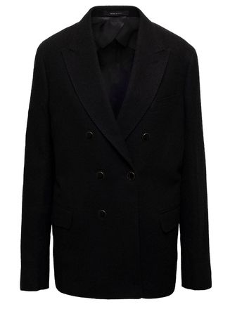 Reveres 1949 Giacca Doppiopetto No Taglio Vivo Bottoni Smatati Nero