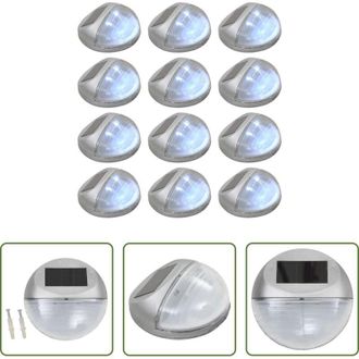 vidaXL vidaXL Lampade solari esterne - Lampade Solari da Parete da Esterni a LED 12 pz Rotonde Argento