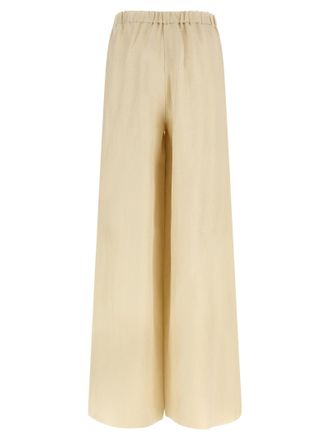 Max Mara Washed Linen-Silk Blend Trousers - Beige