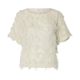 Selected Slfmyline SS Boat Neck Top B - Dames - Blouses & Shirts - Wit - Maat: XS Poliester