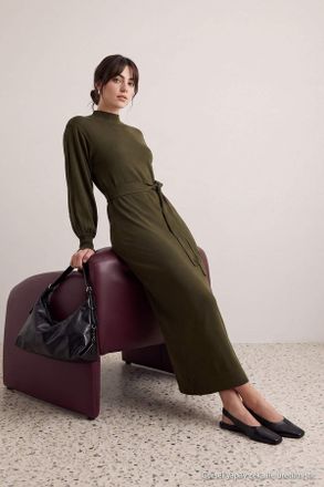 Trendyol Modest Dames Kaki Effen Maxi Lang Casual Recht Modest Jurken