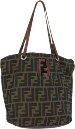 Fendi Pre-owned Tote Bags, female, Brown, Size: ONE SIZE Pre-owned Vintage Zucca Canvas Hand Bag