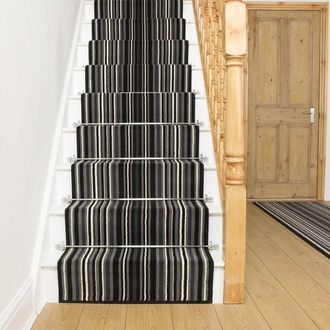 Runrug Stair Runner Carpet for Staircases - Soft & Comfy, 9mm - Strike in Black | Size: 70 cm x 570 cm