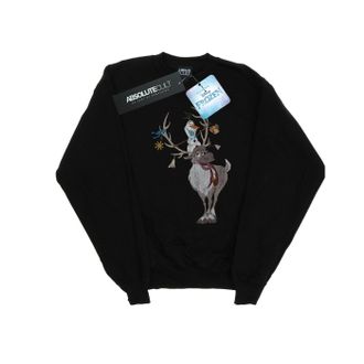 Disney Dames/Dames Frozen Sven en Olaf Kerstornamenten Sweatshirt (Zwart)