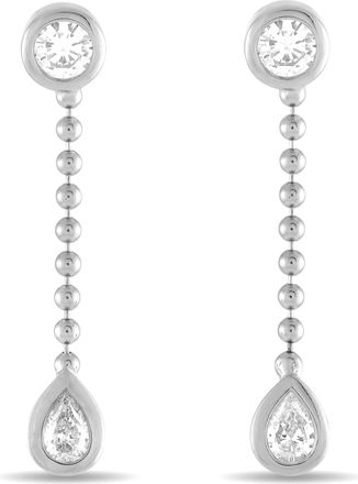 Luxury Bazaar 18K White Gold 1.06ct Diamond Dangle Earrings AER-19383
