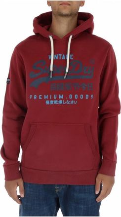 Superdry Gedrukte Bordeaux Sweatshirt Herfst/Winter - Heren - Hoodies - Rood - S - Katoen - Hoodies & sweatvesten