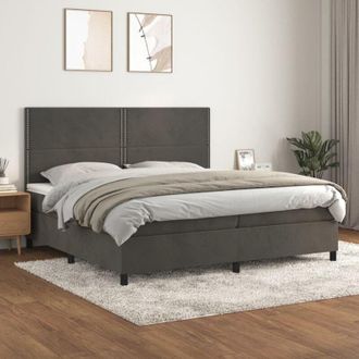 vidaXL Vidaxl - Cama Box Spring Con Colch&oacute;n Terciopelo Gris Oscuro 200x200 Cm