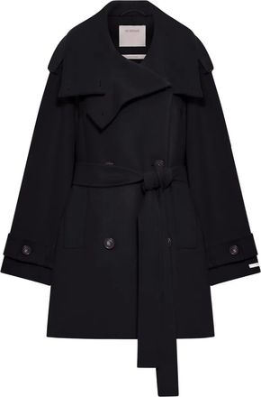 Sportmax Cappotto in lana con cintura - Nero