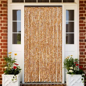 vidaXL Vidaxl - Cortina Antimoscas Chenilla Ocre Y Blanco 118x220 Cm