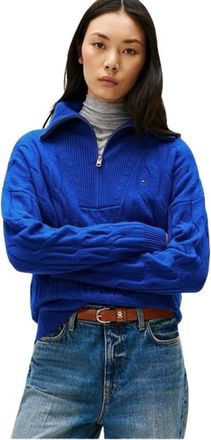 Tommy Hilfiger Truien - Dames - Ronde hals truien - Blauw - S - Truien & Vesten