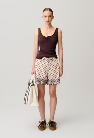 Claudie Pierlot Short popeline broderie fleur