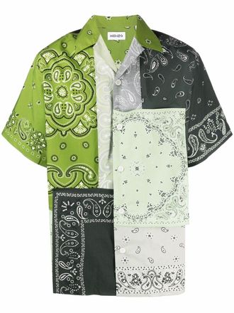 Kenzo Camicia con design patchwork - Verde