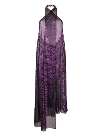 Versace Jurk met logoprint - Zwart