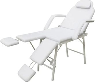 vidaXL Silla De Masaje Y Tratamiento Con Apoyo Para Piernas Ajustable, Blanca