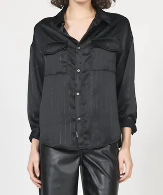 Dear John Denim Adrianna Stripe Button Down Shirt In Black
