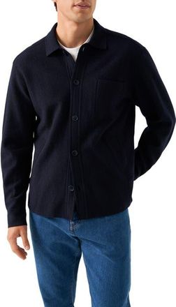 Eton Boiled Wool Overshirt in Navy at Nordstrom, Size Xx-Large
