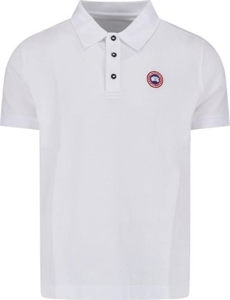 Canada Goose Minimally Designed Short-Sleeve Polo Shirt with Button Placket and Embroidered Patch