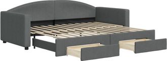 vidaXL Sofá cama nido con cajones tela gris oscuro 90x200 cm Vidaxl